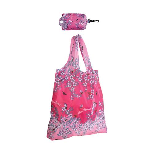 Manuka Flowers & Birds Pink Foldable Bag