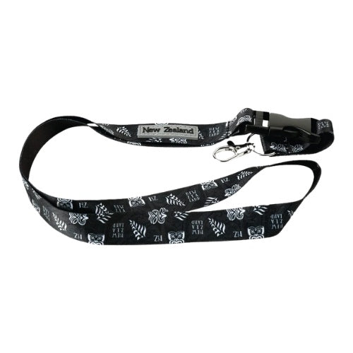 Silver Fern Teko Lanyard - Black