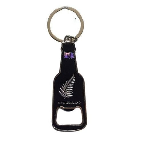 Keyring Bottle Opener Foil Silver Fern