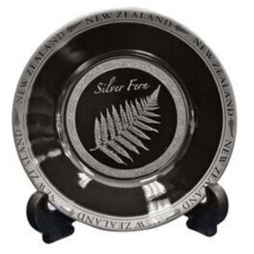 Silver Fern Ceramic Plate - Black - 11.2cm