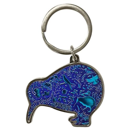 Silhouette Birds Double Sided Kiwi Shape Keyring
