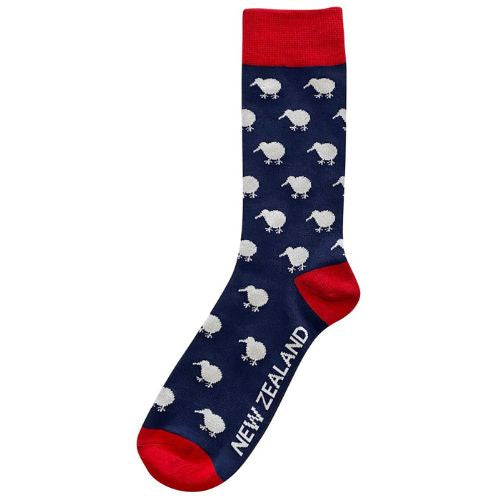 Kiwis Bamboo Socks - Navy/Red