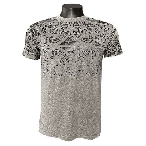 Adults Body Print Tattoo Tee Shirt - Grey Marle