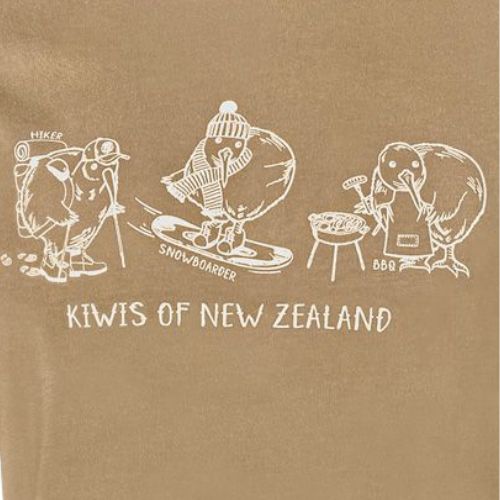 Adults Kiwis of NZ Tee Shirt - Taupe