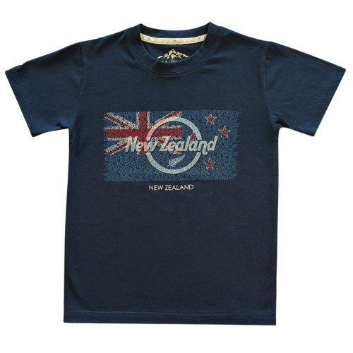Kids NZ Flag Tee - Navy
