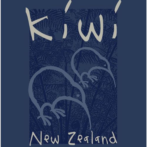 Adults Two  Kiwi Tee Shirt - Navy Marle