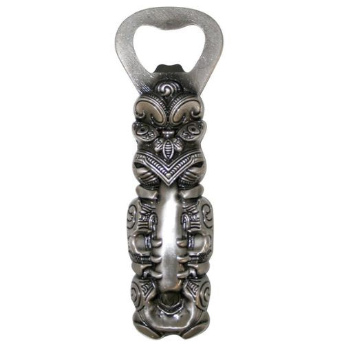 Whakairo Tiki Totem Bottle Opener Magnet - Pewter
