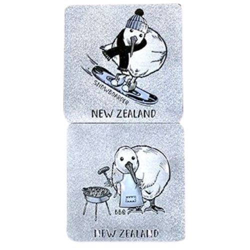 Kiwis of NZ Foil Coasters 4pk