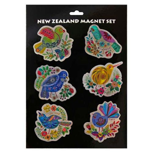 Retro Birds Foil Magnet Set - 6pk