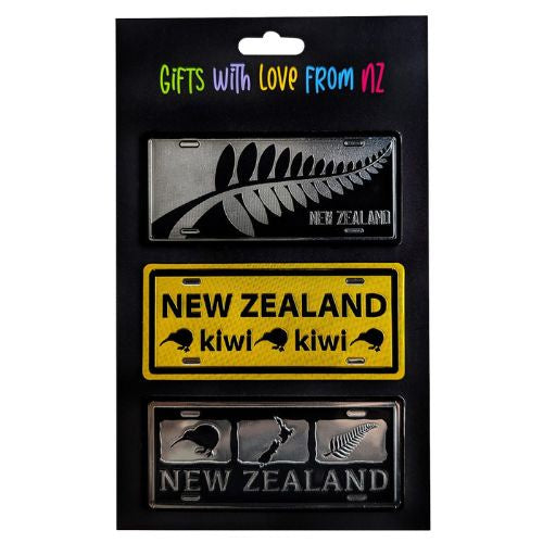 NZ Numberplates Foil Magnets 3pk