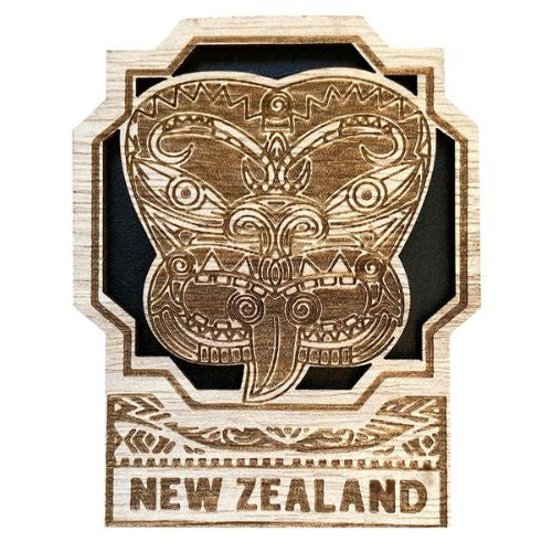 NZ Tiki Wood Laser Magnet