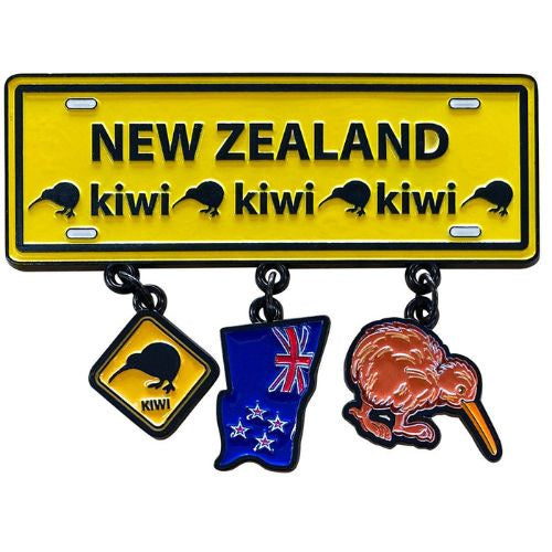 NZ Kiwis Numberplate Charms Magnet - Yellow