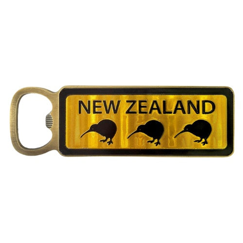 Yellow Kiwis Numberplate Bottle Opener Magnet
