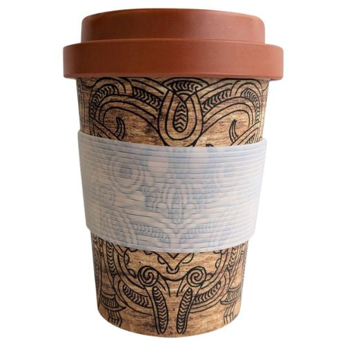Whakairo Bamboo Coffee Cup - Brown