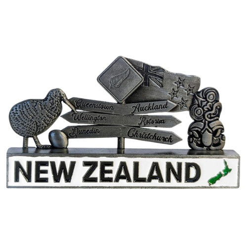 New Zealand Roadsign Ornament/Paperweight - Pewter