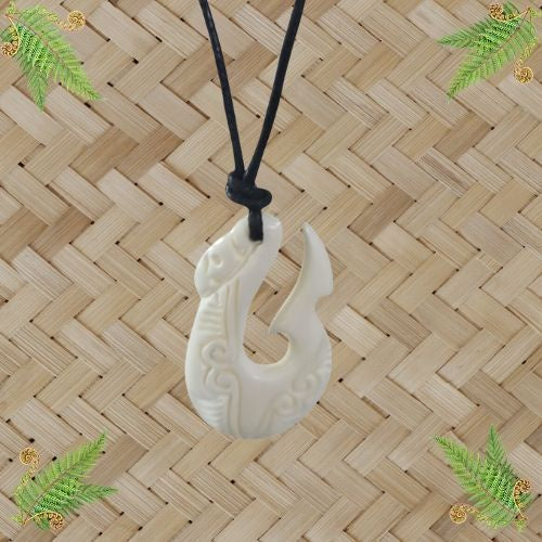 Bone Hook Engraved Pendant - 50mm.
