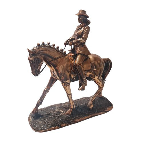Copper Equestrian Rider with Leather Reins
