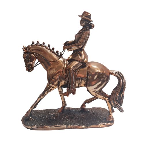 Copper Equestrian Rider with Leather Reins