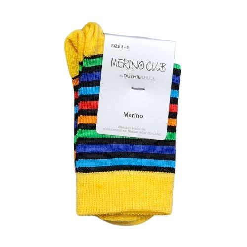 Child's Merino Rainbow Yellow Stripe Socks