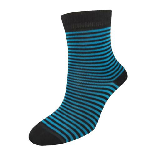 Kids Merino Fine Stripe Sock - Turquoise