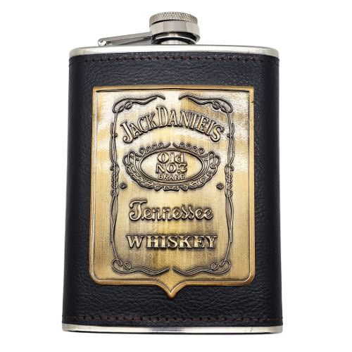 Jack Daniels Leather Hip Flask - 8oz