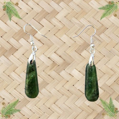 NZ Greenstone Drop Earrings - 23mm