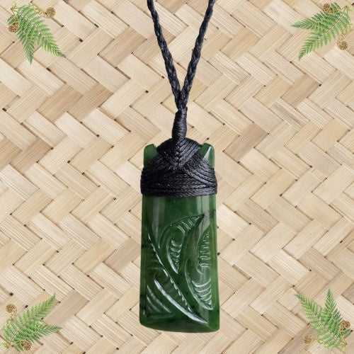 NZ Greenstone Engraved Toki Pendant - 83mm