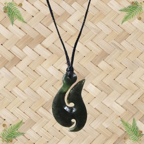 NZ Greenstone Hook Pendant - 40mm