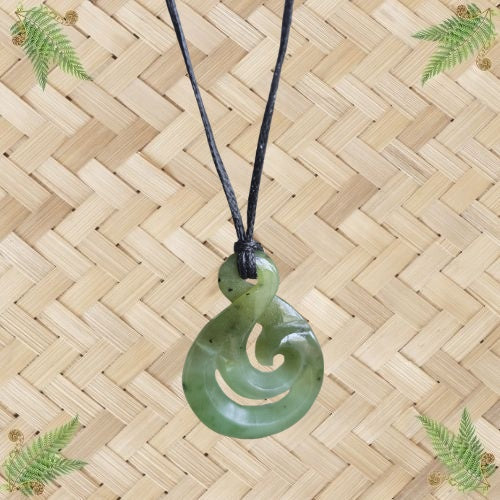 NZ Greenstone Twist Koru Pendant - 38mm