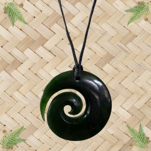 NZ Greenstone Koru Open Pendant - 40mm