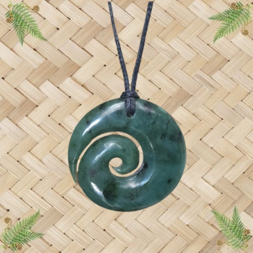 NZ Greenstone Koru Open Pendant - 40mm