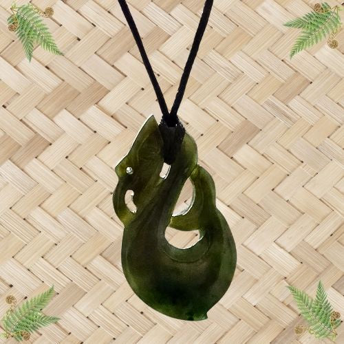 NZ Greenstone Manaia Pendant - 43mm