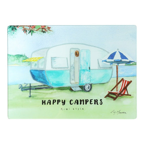 Happy Camper Caravan Glass Placemat