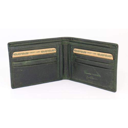 Mens Greenstone Edition Leather Wallet with Hidden Note Pocket