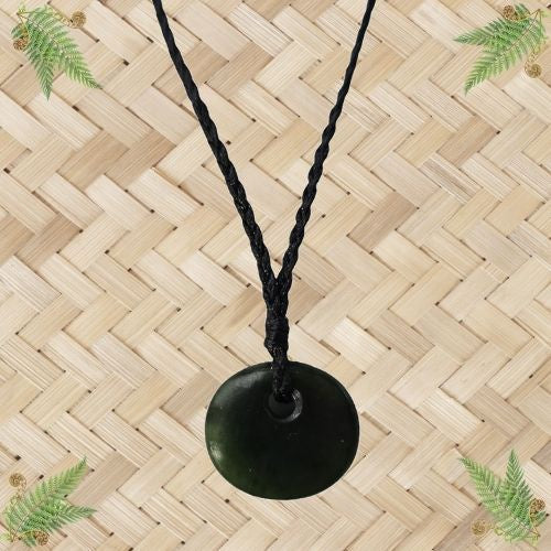 NZ Greenstone Disc Pendant - 17mm