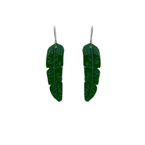 Te Raukura Earrings - Green - Small