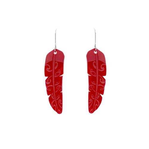 Te Raukura Earrings - Red - Small