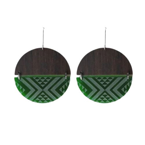 Split Tāniko Earrings - Green