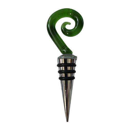 Glass Wine Bottle Stopper - Frond - Green