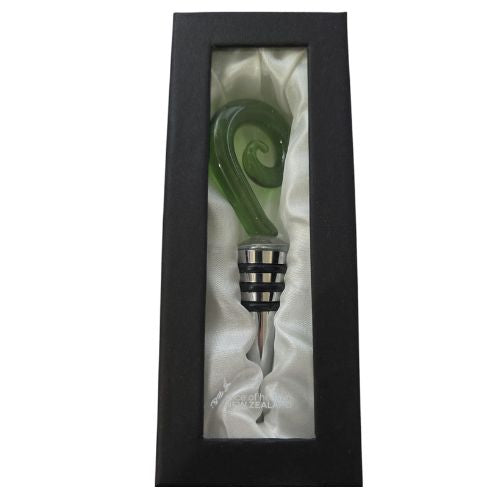 Glass Wine Bottle Stopper - Frond - Green