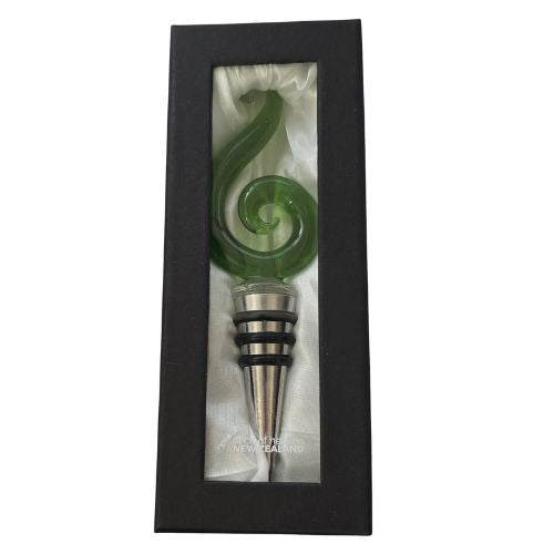 Glass Wine Bottle Stopper - Spiral - Green
