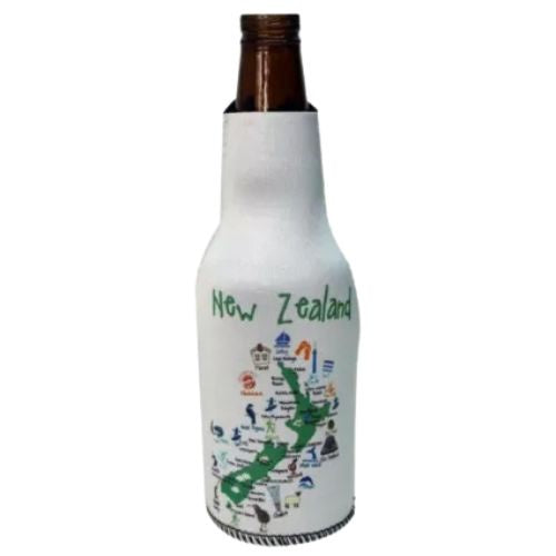 NZ Icon Map Bottle Cooler