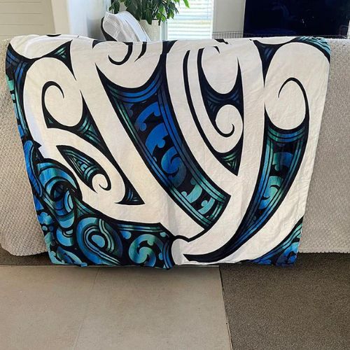 Maori Design Children's Blanket - Blue