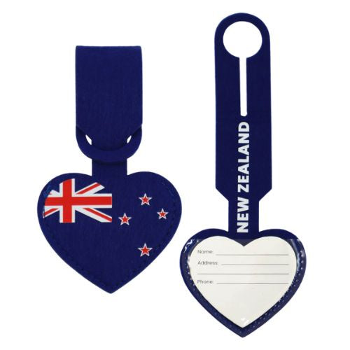 NZ Flag Heart Felt Luggage Tag