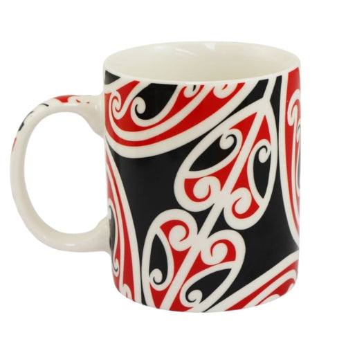 NZ Maori Design Mug - Black, Red & White