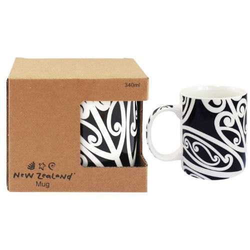 NZ Maori Design Mug - Black & White