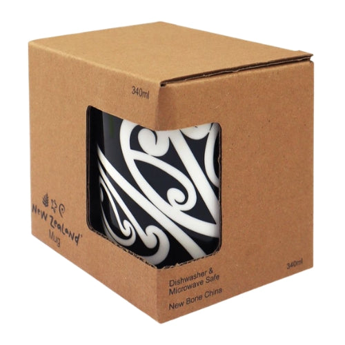 NZ Maori Design Mug - Black & White