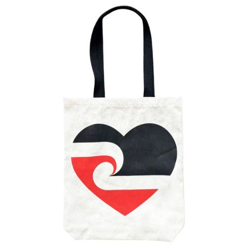 NZ Māori Flag Heart Canvas Tote Bag