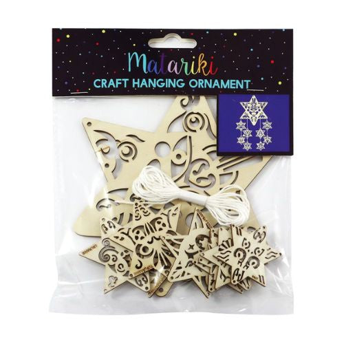 Matariki Wooden 9 Star Hanging Ornament