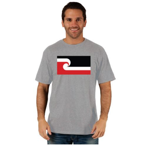 Adults Maori Flag Tee - Grey Marle